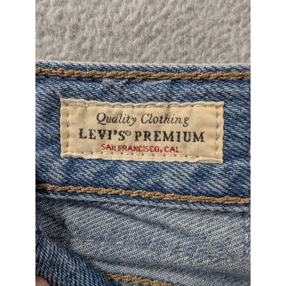 Levis Premium Jeans Mens 34x30 Blue Baggy Dad Straight Distressed Whiskers Big E - Picture 14 of 16